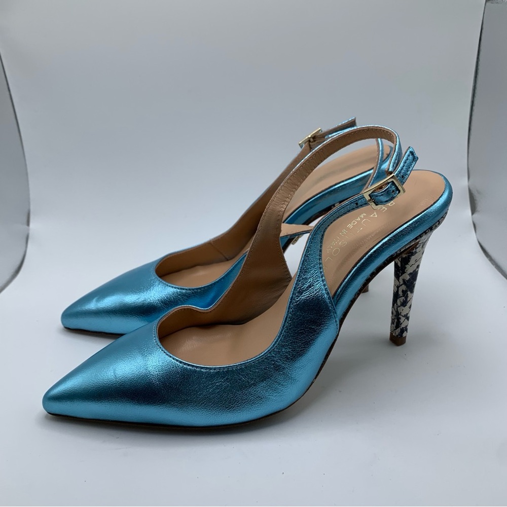 Beautiisoles By Robyn Schreiber Mary Jane Slingbacks Heel SZ 7 made Italy 1299.
